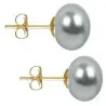 Set Cercei Aur cu Perle Naturale Negre, Crem, Gri si Albe de 10 mm