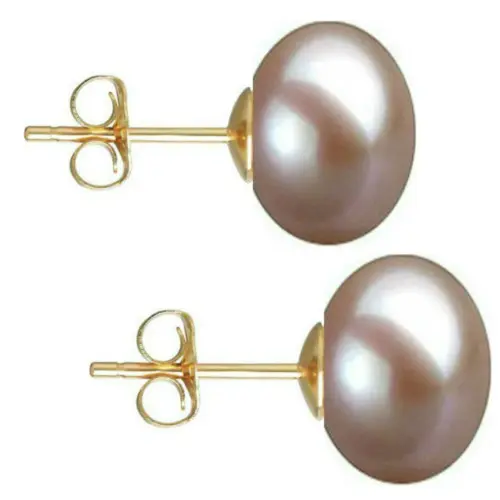Set Cercei Aur cu Perle Naturale Lavanda, Gri si Crem de 10 mm