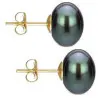 Set Cercei Aur cu Perle Naturale Negre, Albe si Gri de 10 mm