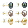 Set Cercei Aur cu Perle Naturale Negre, Lavanda si Crem de 10 mm