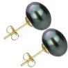 Set Cercei Aur cu Perle Naturale Negre si Gri de 10 mm
