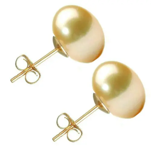 Set Cercei Aur cu Perle Naturale Lavanda si Crem de 10 mm