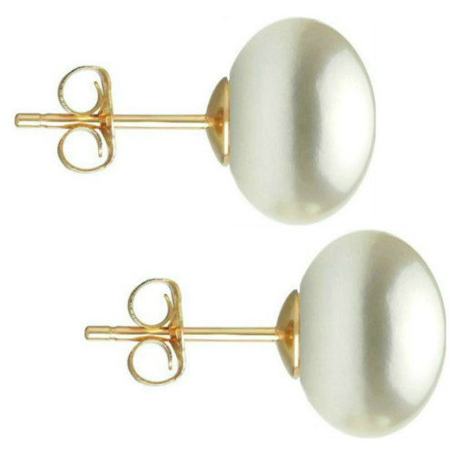 Set Cercei Aur cu Perle Naturale Gri si Albe de 10 mm