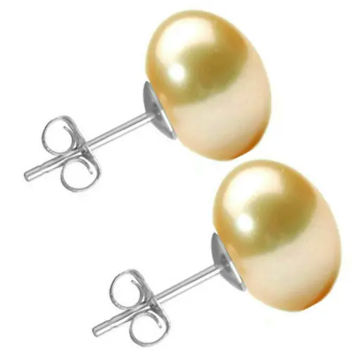 Set Cercei Aur Alb cu Perle Naturale Crem si Albe de 10 mm