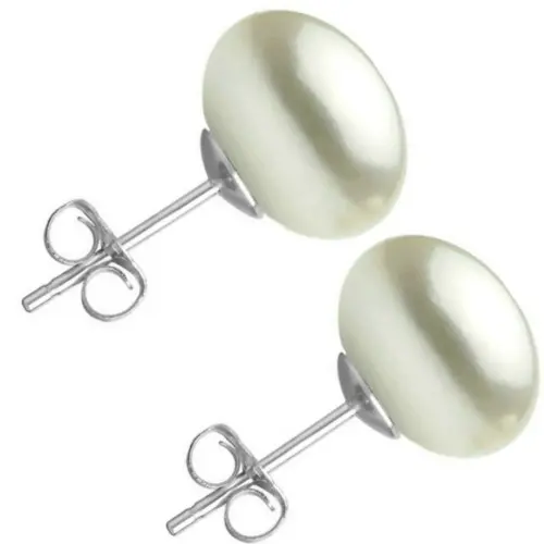 Set Cercei Aur Alb cu Perle Naturale Lavanda si Albe de 10 mm