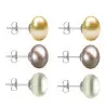 Set Cercei Aur Alb cu Perle Naturale Crem, Lavanda si Albe de 10 mm