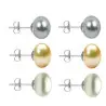Set Cercei Aur Alb cu Perle Naturale Gri, Crem si Albe de 10 mm