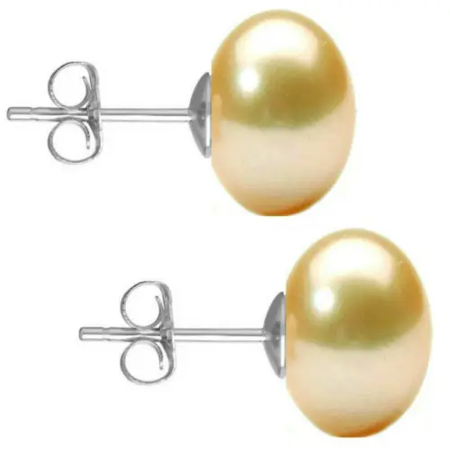 Set Cercei Aur Alb cu Perle Naturale Negre, Crem si Gri de 10 mm
