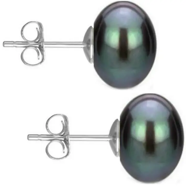 Set Cercei Aur Alb cu Perle Naturale Negre, Gri si Albe de 10 mm