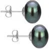 Set Cercei Aur Alb cu Perle Naturale Negre, Gri si Albe de 10 mm