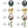 Set Cercei Aur Alb cu Perle Naturale Negre, Crem, Lavanda si Albe de 10 mm
