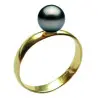 Inel din Aur cu Perla Naturala de Cultura Neagra de 8 mm