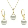 Set Perle Albe 8 mm, Aur Galben 14K – Colier și Cercei | KASKADDA®