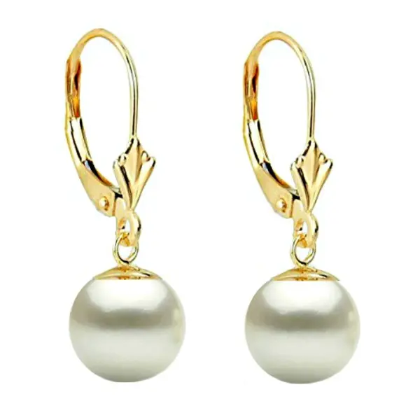 Set Perle Albe 8 mm, Aur Galben 14K – Colier și Cercei | KASKADDA®
