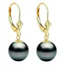 Set Aur Galben cu Perle Naturale Premium Negre de 8 mm