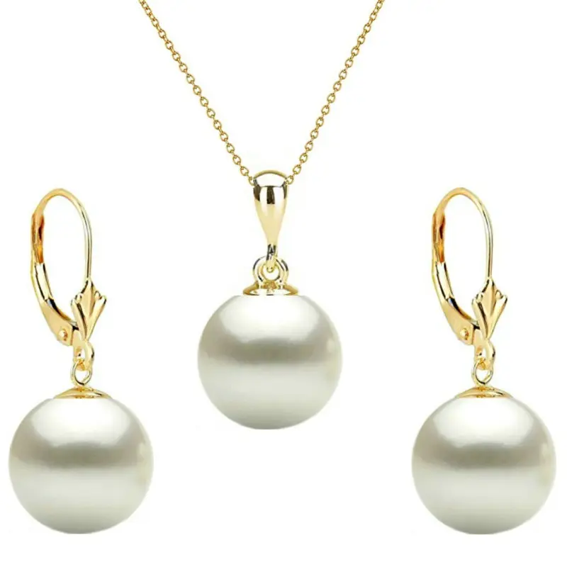 Set Perle Albe 10 mm, Aur Galben 14K – Colier și Cercei | KASKADDA® Set Perle Albe 10 mm, Aur Galben 14K – Colier și Cercei | KASKADDA®