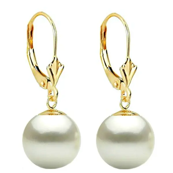 Set Perle Albe 10 mm, Aur Galben 14K – Colier și Cercei | KASKADDA®