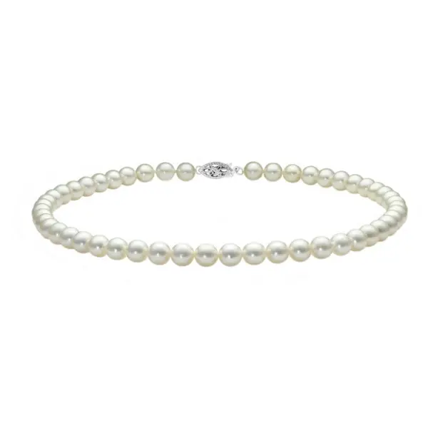 Set cu Perle Akoya 5,5–6 mm și Aur Alb 14K – Colier și Brățară| KASKADDA®