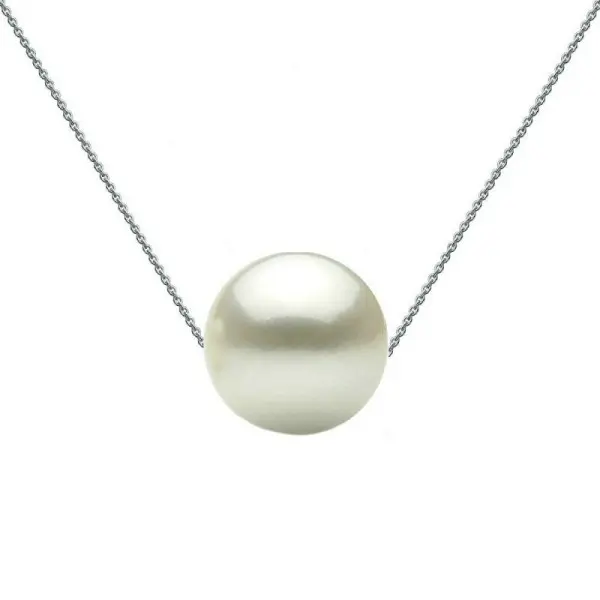 Colier Argint cu Perla Naturala Alba, Calitatea AAA de 8 mm
