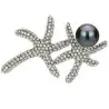 Brosa Stea de Mare cu Perla Naturala Neagra, Mare, de 10 mm