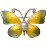 Brosa Fluture Galben cu Perla Naturala Lavanda de 8 mm