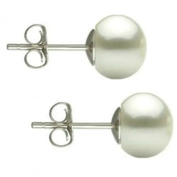 Set Perle Albe 8 mm, Argint Rodiat – Colier și Cercei | KASKADDA®