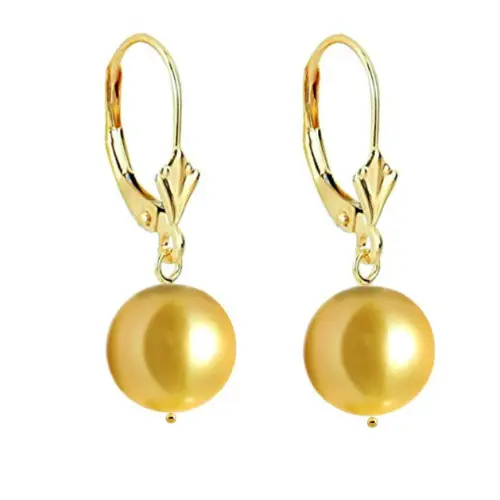 Cercei Aur Galben Model Lalea cu Perle Naturale Akoya Gold