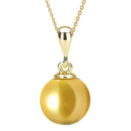 Colier perlă naturală Akoya aurie 8 mm, aur galben 14K | KASKADDA®