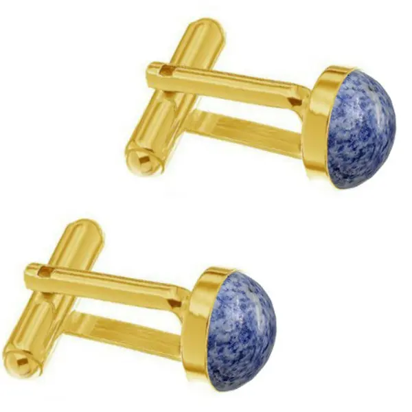 Butoni Unisex din Argint Placat cu Aur de 24 karate si Sodalit