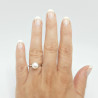 Set Argint Rodiat, Inel Reglabil si Cercei cu Perle Naturale Albe de 7,5-8 mm