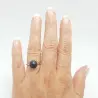 Set Argint Rodiat, Inel Reglabil si Cercei cu Perle Naturale Negre de 7,5-8 mm