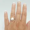 Set Argint Rodiat, Inel Reglabil cu Zirconii si Cercei cu Perle Naturale Albe de 7,5-8 mm