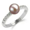 Set Argint Rodiat, Inel Reglabil cu Zirconii si Cercei cu Perle Naturale Lavanda de 7,5-8 mm