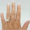 Inel Reglabil Unique din Argint Rodiat, cu Zirconii si Perla Naturala Crem
