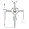 Colier Argint cu Pandantiv Argint Crucifix Pavat cu Zirconii si Perla Naturala Lavanda de 6-7 mm