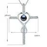 Colier Argint cu Pandantiv Argint Crucifix Pavat cu Zirconii si Perla Naturala Neagra de 6-7 mm