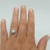 Inel Reglabil din Argint Rodiat, cu Zirconii si Perla Naturala Gri Mare de 9,5-10 mm