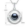 Colier Argint cu Pandantiv Argint Saturn, Pavat cu Zirconii si Perla Naturala Neagra de 7-8 mm