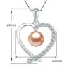 Colier Argint cu Pandantiv Argint Inimioara, Pavat cu Zirconii si Perla Naturala Crem de 7-8 mm