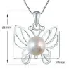Colier Argint cu Pandantiv Argint Fluture cu Perla Naturala Alba de 7-8 mm