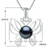 Colier Argint cu Pandantiv Argint Fluture cu Perla Naturala Neagra de 7-8 mm