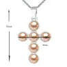 Colier Argint cu Pandantiv Argint Crucifix si Perle Naturale Crem