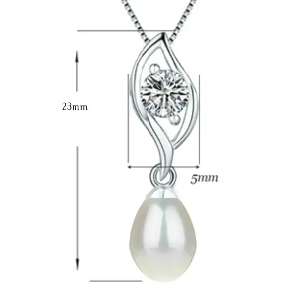 Colier Argint cu Pandantiv Argint cu Zirconia si Perla Naturala Teardrop Alba