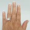 Set Argint, Inel Reglabil Unique cu Zirconii si Cercei Tip Creole cu Perle Naturale Albe