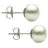Set Argint Rodiat, Inel Reglabil Unique cu Zirconii si Cercei cu Perle Naturale Albe de 7,5-8 mm