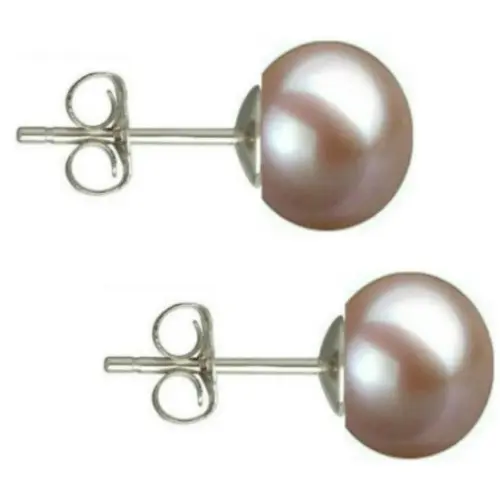 Set Argint Rodiat, Inel Reglabil Unique cu Zirconii si Cercei cu Perle Naturale Lavanda de 7,5-8 mm
