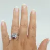 Set Argint Rodiat, Inel Reglabil Unique cu Zirconii si Cercei cu Perle Naturale Negre de 7,5-8 mm