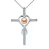 Set Argint, Inel Reglabil Unique si Crucifix cu Zirconii cu Perle Naturale Crem