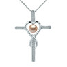 Set Argint, Inel Reglabil Unique si Crucifix cu Zirconii cu Perle Naturale Lavanda
