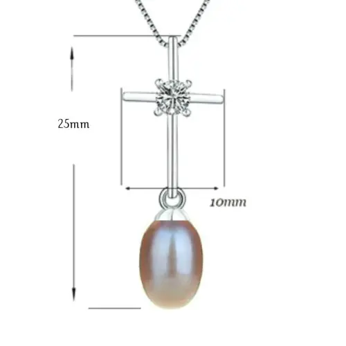 Set Argint, Inel Reglabil Unique si Crucifix Mic cu Zirconii si Perle Naturale Lavanda